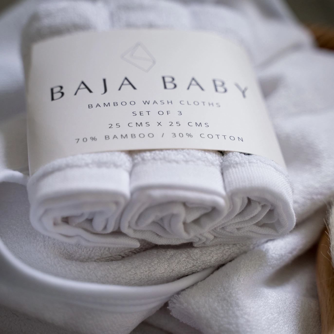 Bamboo & Cotton Washcloths 3pk.- Fresh White