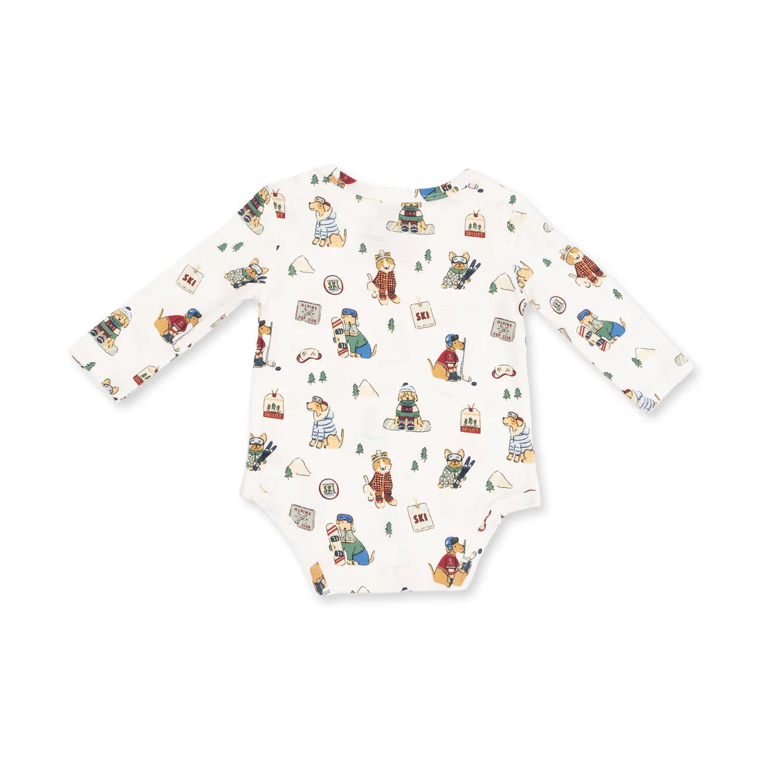 Bamboo Long Sleeve Bodysuit- Winter Sports Dogs