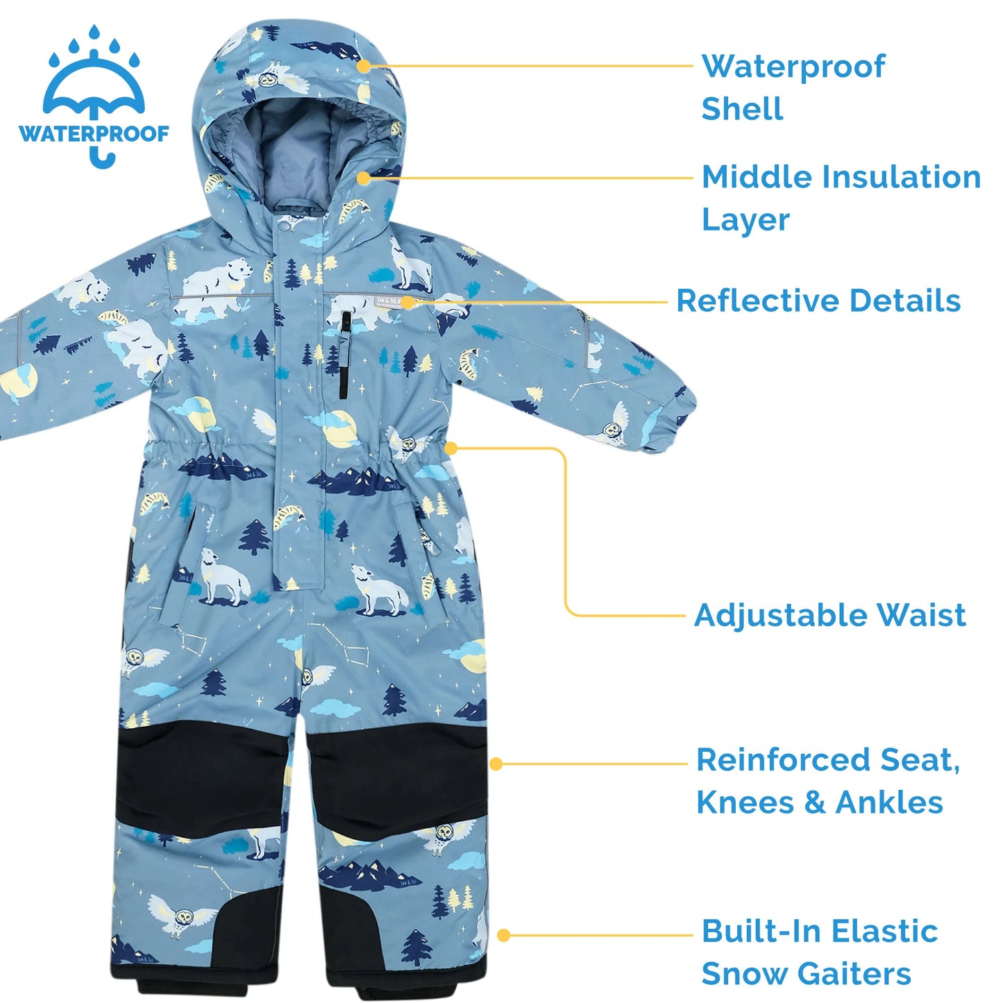 Toasty-Dry 1pc. Snowsuit- Wolf and Bear