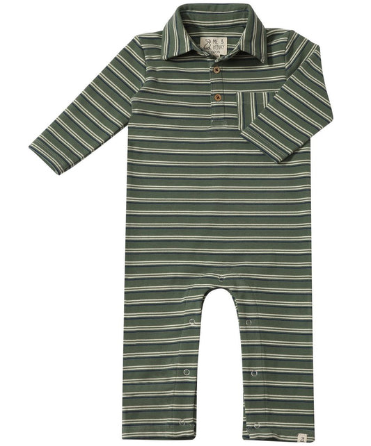 Kingston Green Stripe Polo Romper