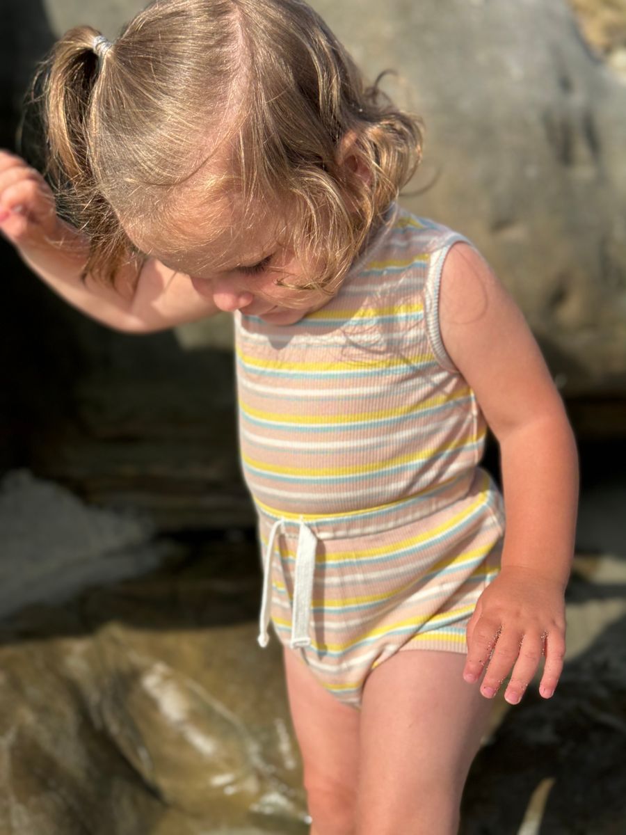 Maisie Pink Multi Stripe Bubble Romper