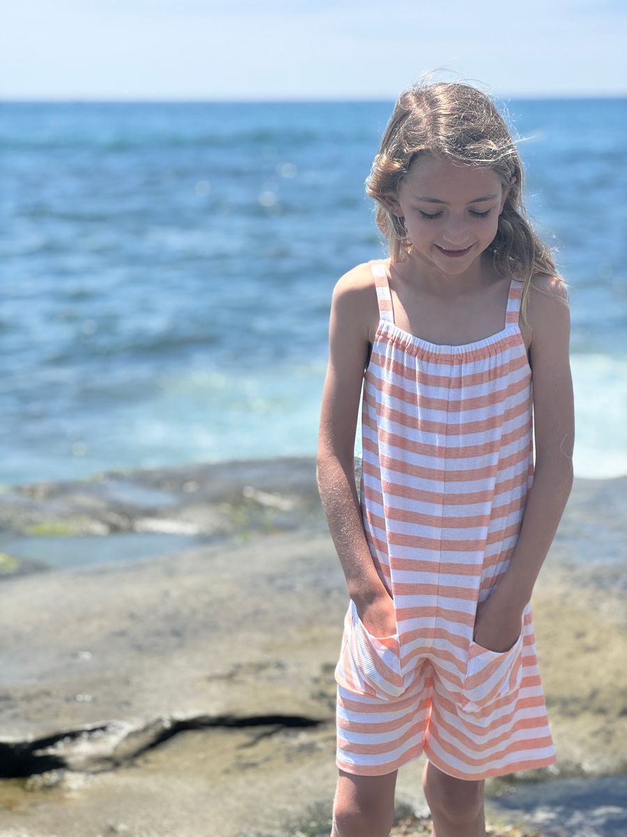 Tallulah Peach Stripe Romper