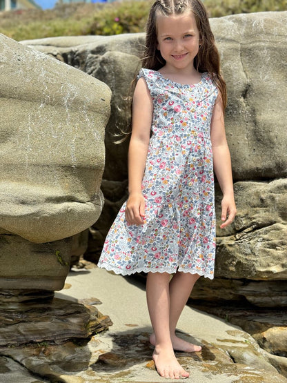 Willa Retro Blue Floral Dress