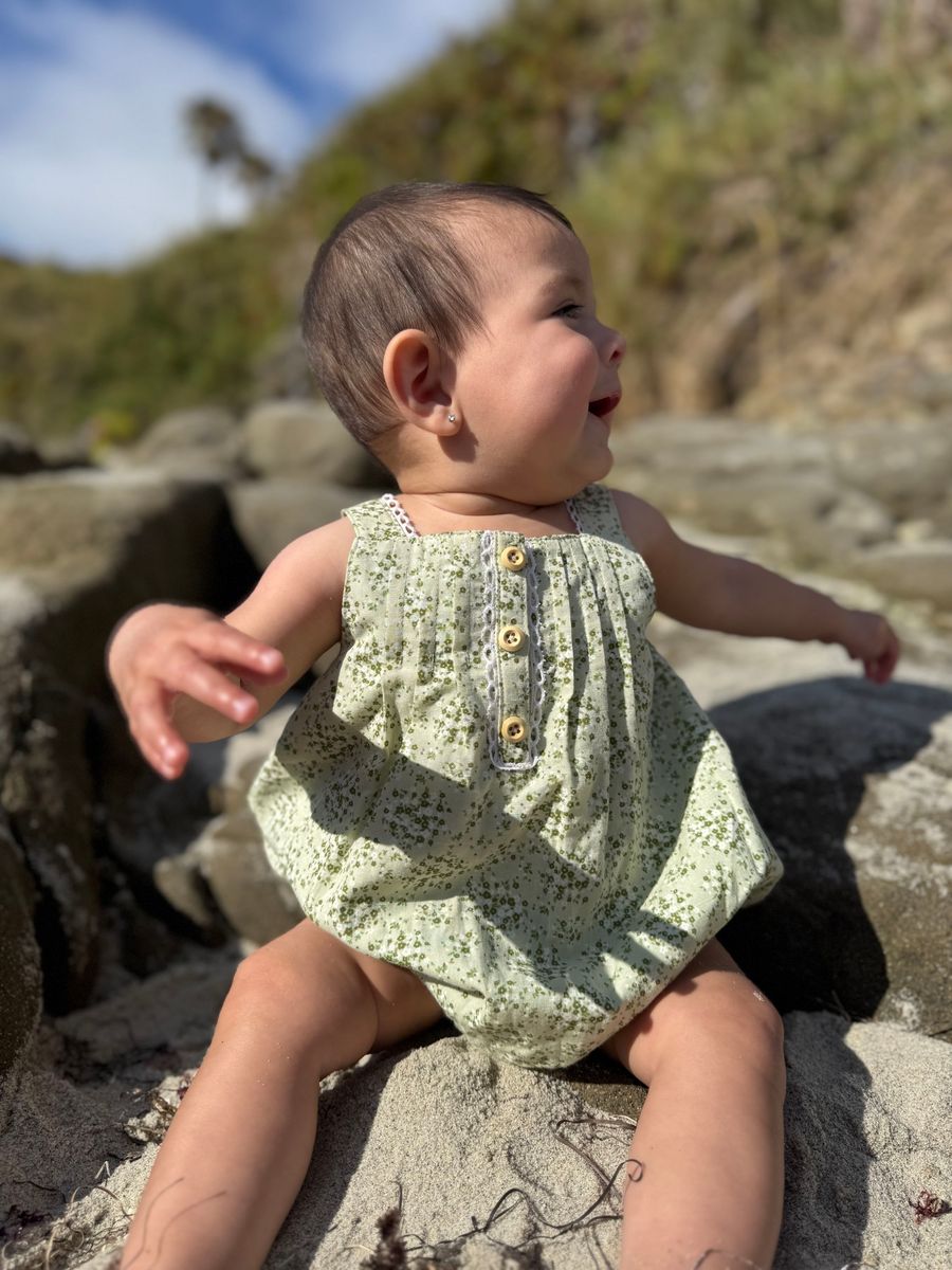 Evie Green Floral Bubble Romper