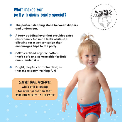 Organic Cotton 3pc. Potty Training Pants- Jurassic Pals