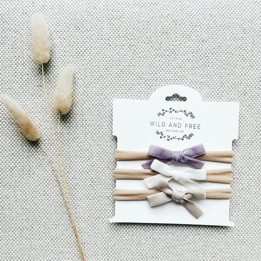 Purple Velvet Bow Headband Set