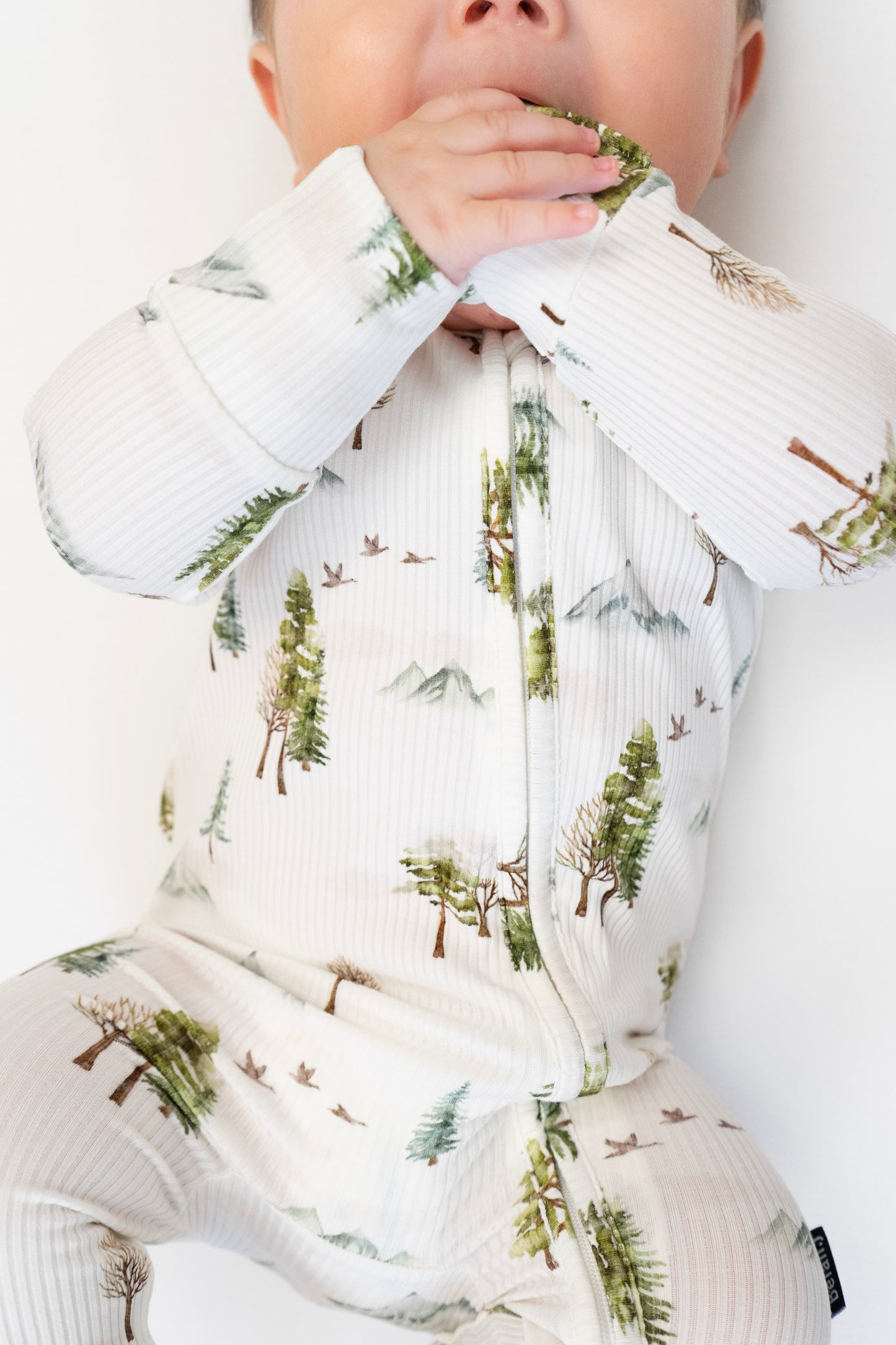 Ribbed Bamboo Footed Zipper Sleeper- Misty Forest