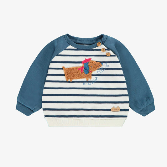 Blue Striped Dachshund Baby Sweater