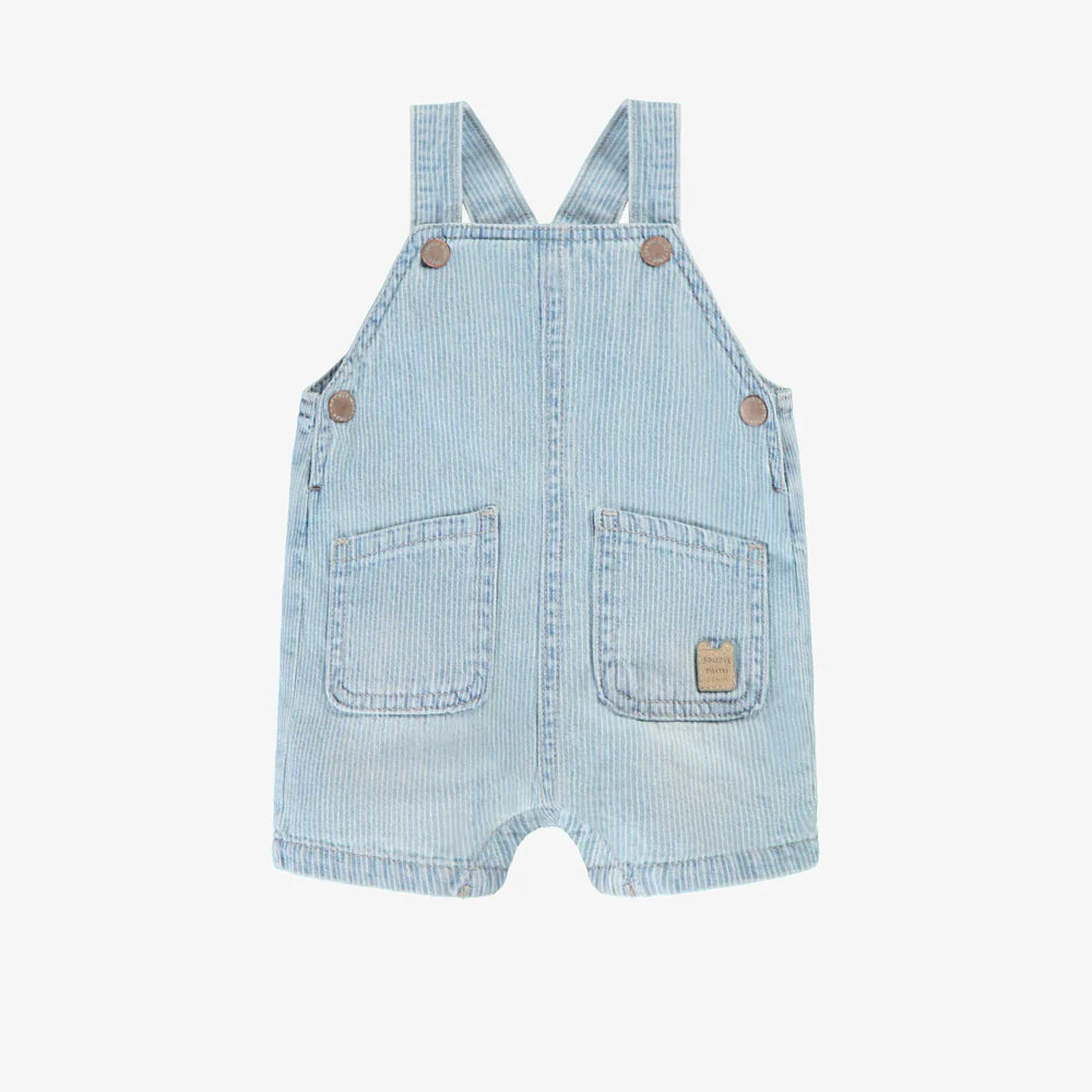 Light Blue Striped Baby Shortie Overalls