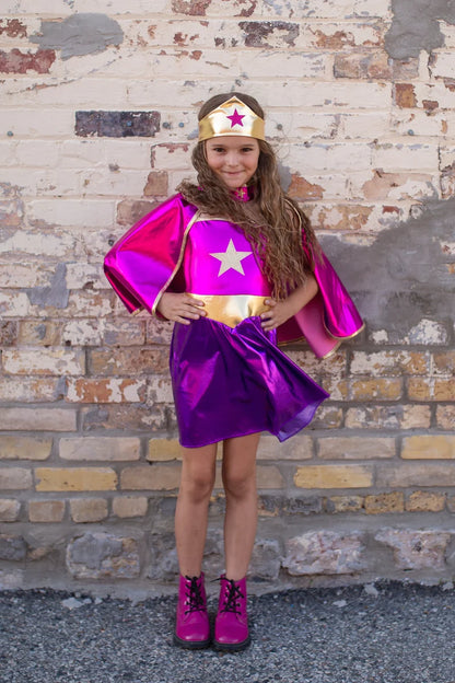 Superhero Star Dress, Cape, & Headpiece Set
