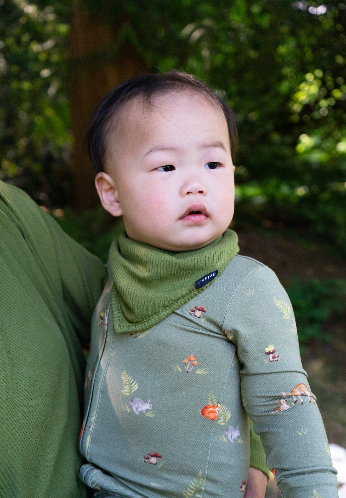 Ribbed Bamboo Bandana Bib- Olive Green