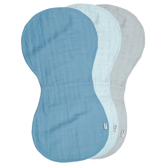 Organic Cotton Muslin Burp Cloths 3pk.- Blue