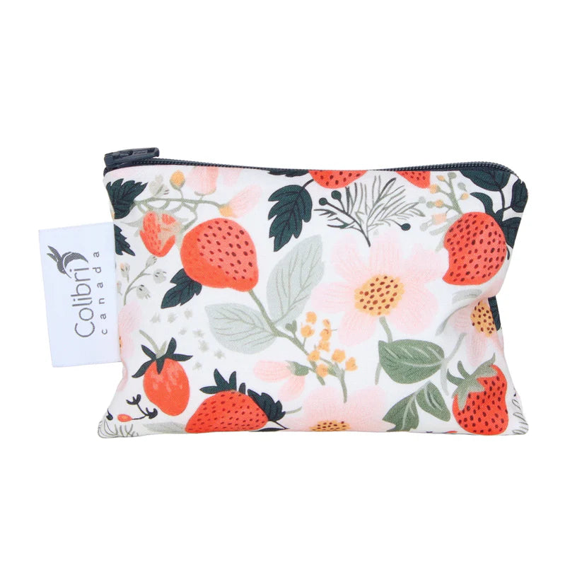 Small Reusable Snack Bag- Strawberry Patch