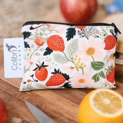 Small Reusable Snack Bag- Strawberry Patch