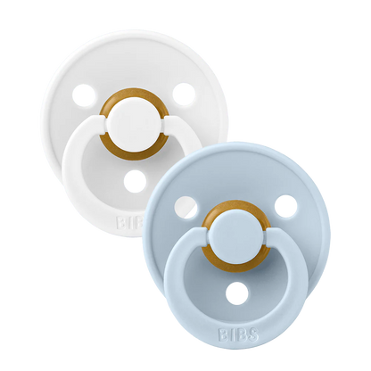 Colour Round Pacifier 2pk.- Baby Blue/White