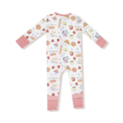 2-Way Zipper Romper- Bonjour Breakfast