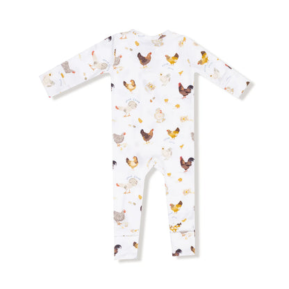 2-Way Zipper Romper- Collector Chickens