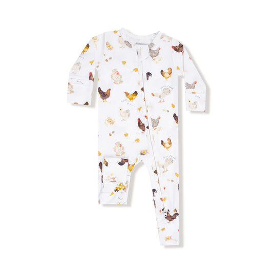 2-Way Zipper Romper- Collector Chickens