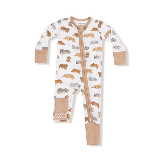 2-Way Zipper Romper- Napping Puppies