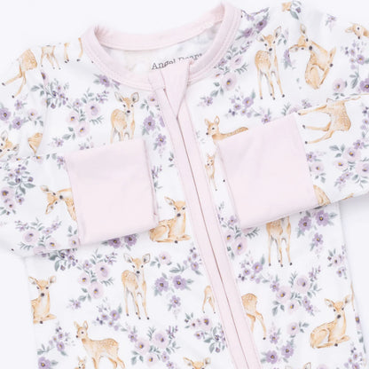 Convertible 2-Way Zipper Romper- Floral Deer