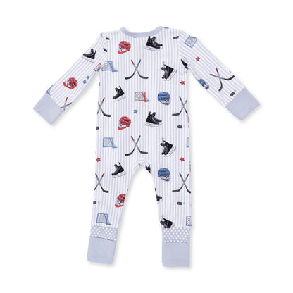Convertible 2-Way Zipper Romper- Hockey Stripe