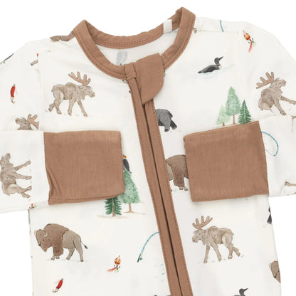 Convertible 2-Way Zipper Romper- Northern Woodland Animals