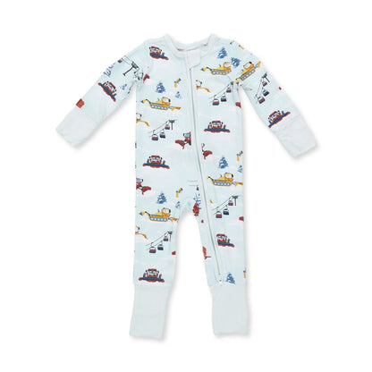 Convertible 2-Way Zipper Romper- Snow Cats