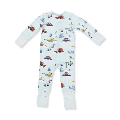 Convertible 2-Way Zipper Romper- Snow Cats