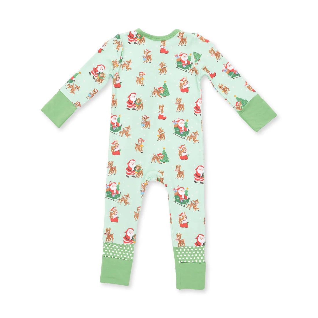 Convertible 2-Way Zipper Romper- Vintage Reindeer & Santa