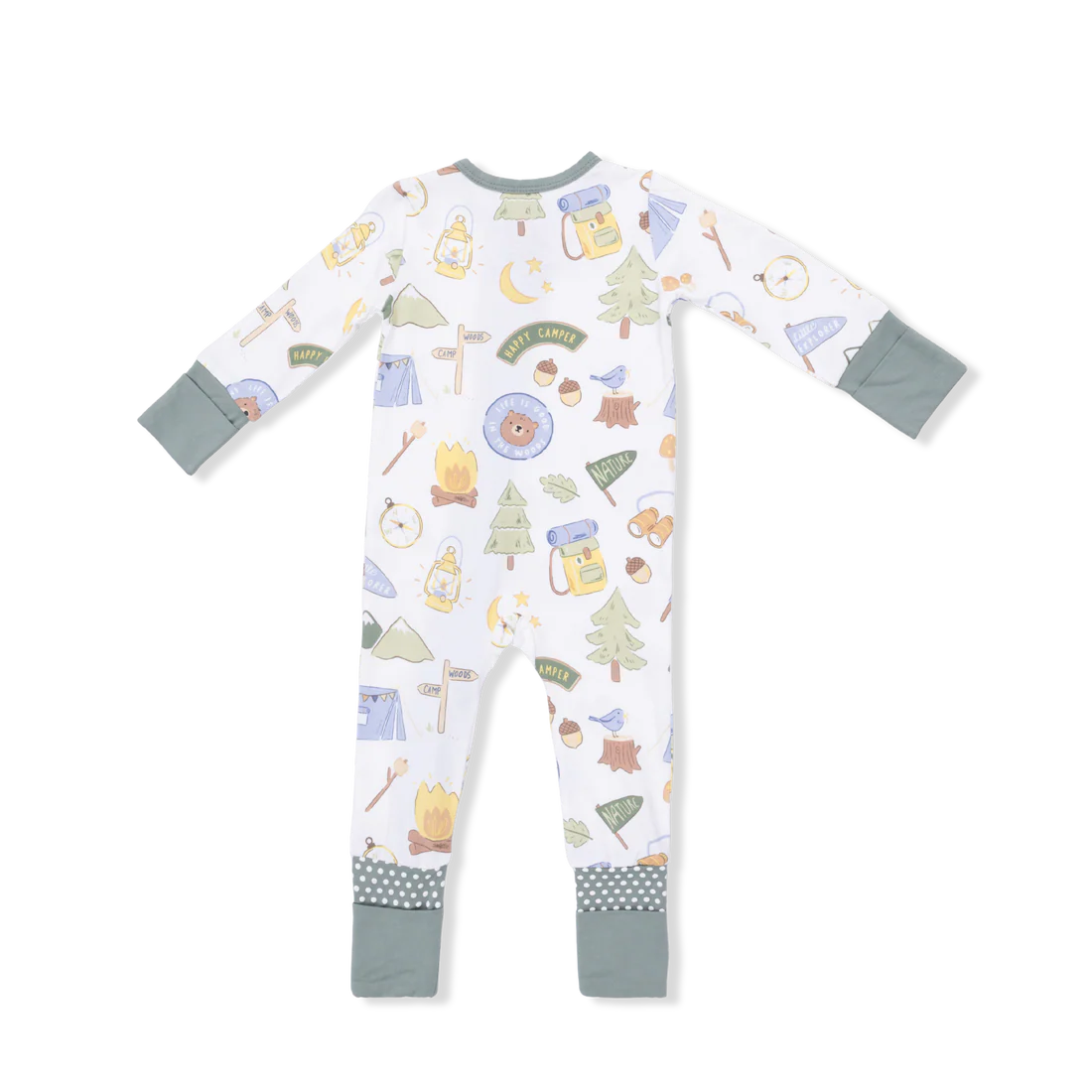 Convertible 2-Way Zipper Romper- Blue Camping
