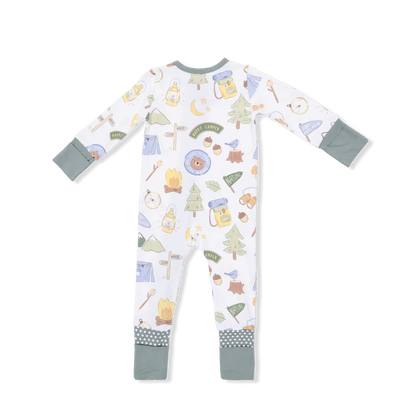 Convertible 2-Way Zipper Romper- Blue Camping