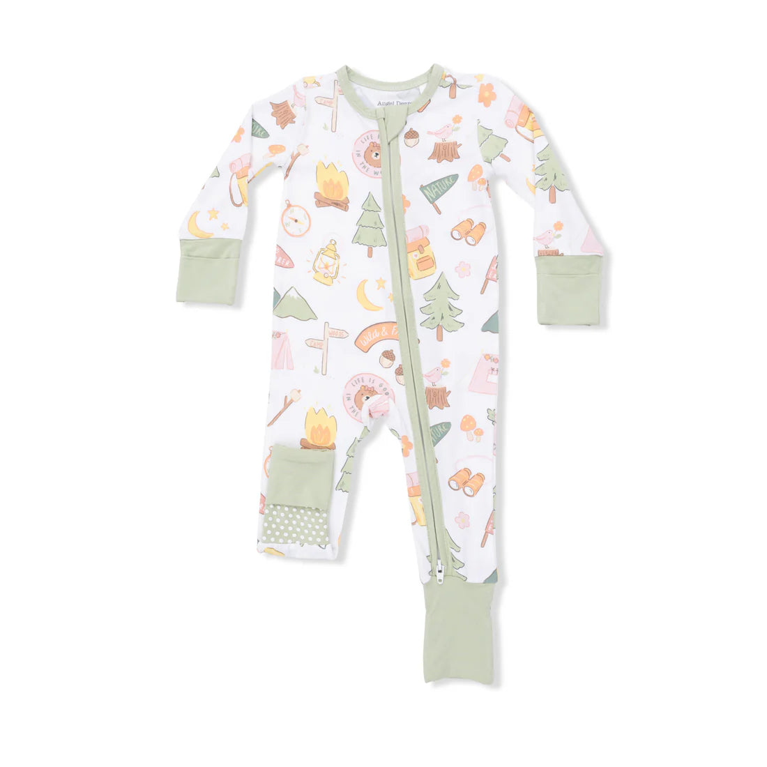 Convertible 2-Way Zipper Romper- Pink Camping