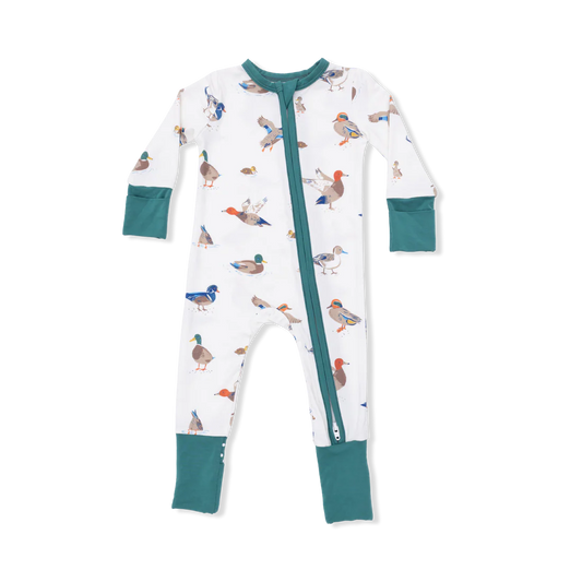 Convertible 2-Way Zipper Romper- Ducks