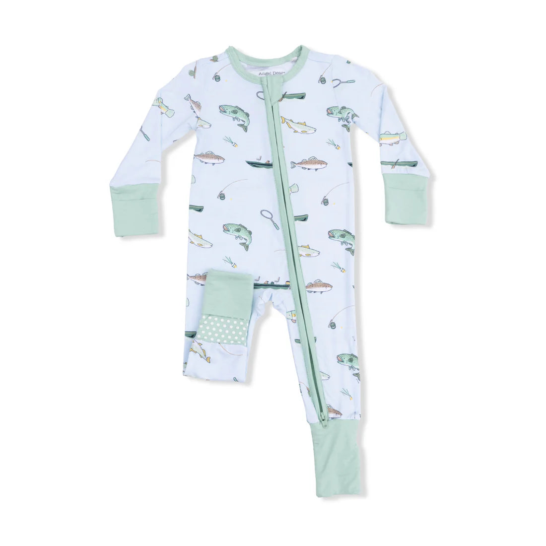 Convertible 2-Way Zipper Romper- Fishing on Blue