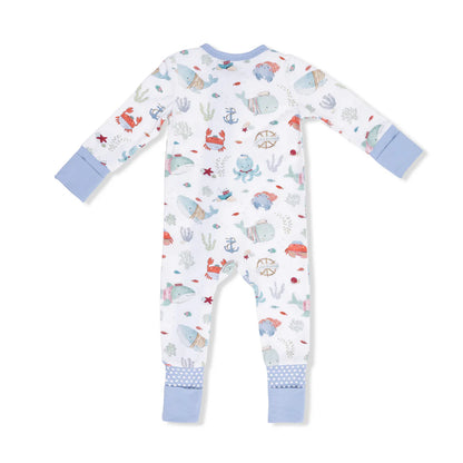 Convertible 2-Way Zipper Romper- Sailor Sea Creatures