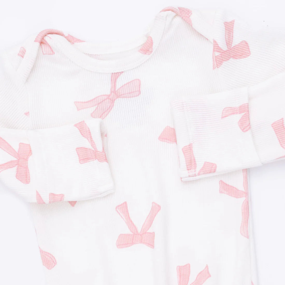 Ribbed Modal Knotted Gown and Knot Headband Set- Pretty Bows