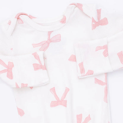 Ribbed Modal Knotted Gown and Knot Headband Set- Pretty Bows