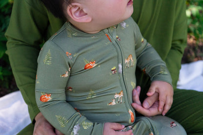 Bamboo Footless Zipper Sleeper- Forest Friends