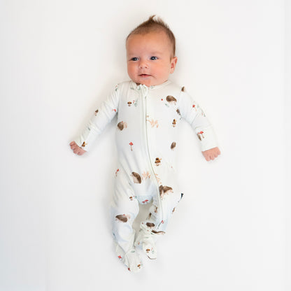 Bamboo Footed Zipper Sleeper- Hedgehogs