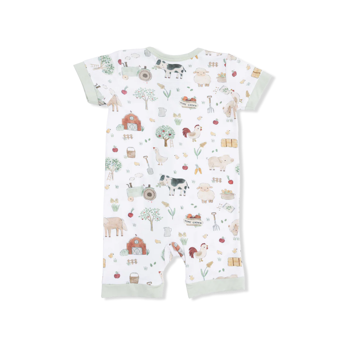 2-Way Shortie Zipper Romper- Cute Farm Animals