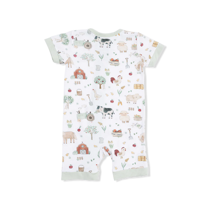 2-Way Shortie Zipper Romper- Cute Farm Animals