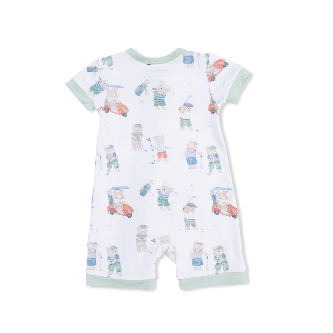 2-Way Shortie Zipper Romper- Golfing Teddy Bears