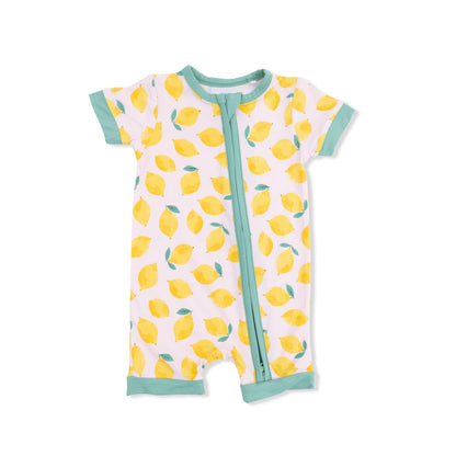 2-Way Shortie Zipper Romper- Sunny Lemons