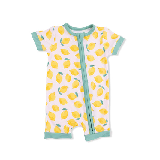 2-Way Shortie Zipper Romper- Sunny Lemons