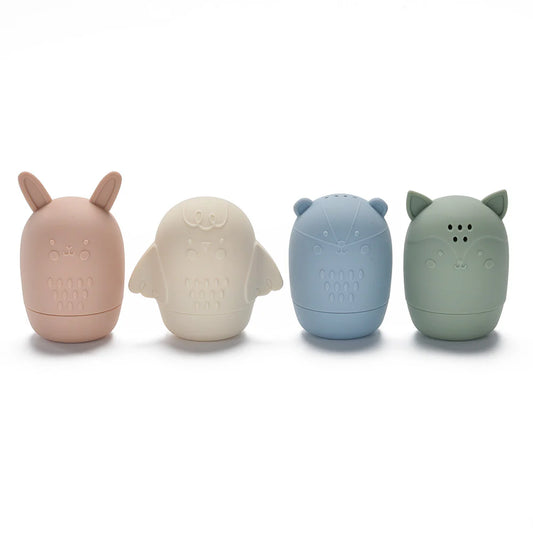 Silicone Woodland Animals Bath Toys- Pastel