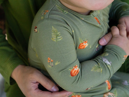 Bamboo Footless Zipper Sleeper- Forest Friends