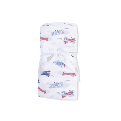 Cotton Muslin Swaddle Blanket- Vintage Planes