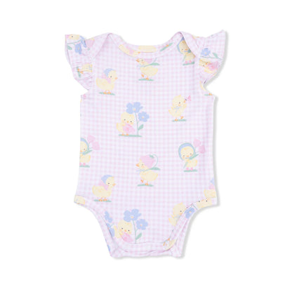 Bamboo Ruffle Bodysuit- Vintage Spring Ducklings
