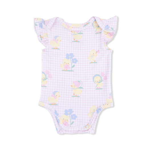 Bamboo Ruffle Bodysuit- Vintage Spring Ducklings