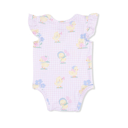 Bamboo Ruffle Bodysuit- Vintage Spring Ducklings